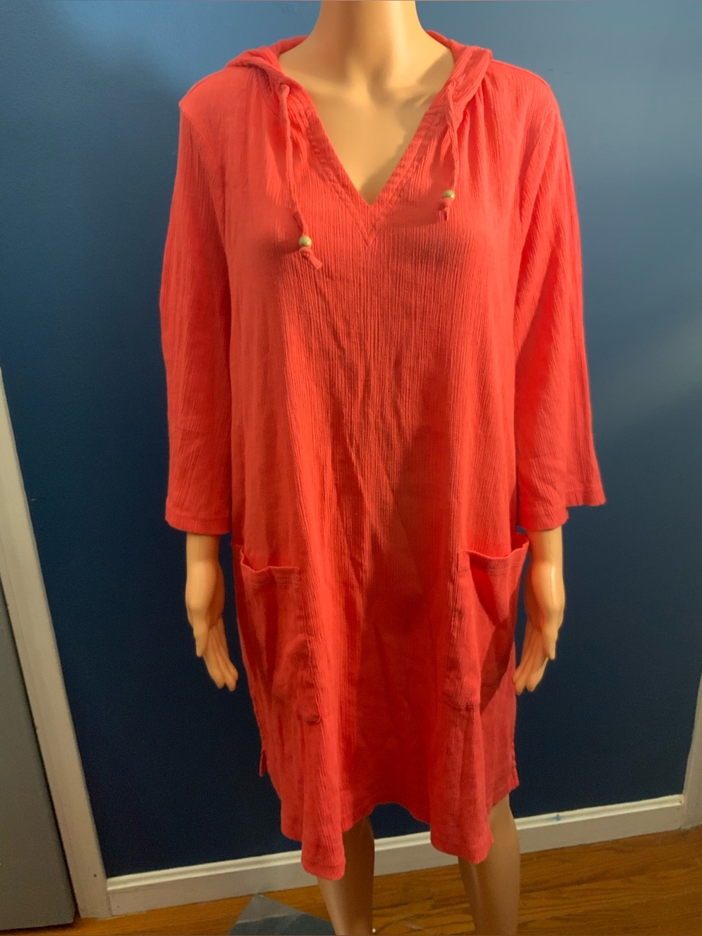 Denim&Co Coral Hooded Tunic with Front Pockets
